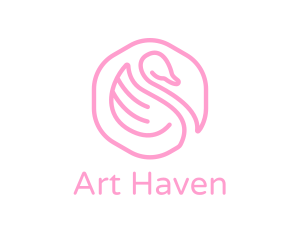 Minimalist Pink Swan logo design