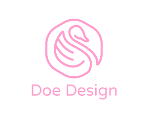 Minimalist Pink Swan logo design