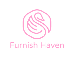 Minimalist Pink Swan logo design