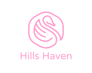 Minimalist Pink Swan logo design