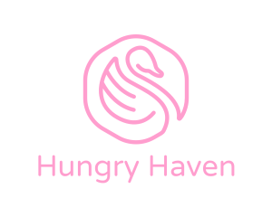 Minimalist Pink Swan logo design