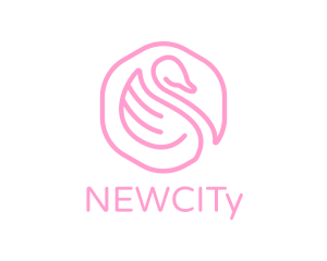 Minimalist Pink Swan logo design