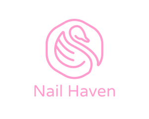 Manicure - Minimalist Pink Swan logo design