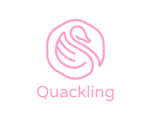 Duckling - Minimalist Pink Swan logo design