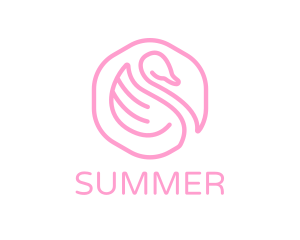 Minimalist Pink Swan logo design