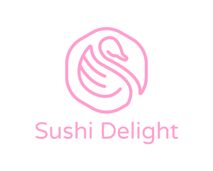 Minimalist Pink Swan logo design