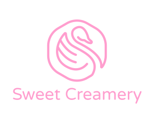 Minimalist Pink Swan logo design