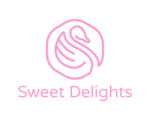 Minimalist Pink Swan logo design