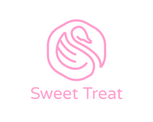 Minimalist Pink Swan logo design