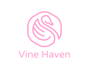 Minimalist Pink Swan logo design