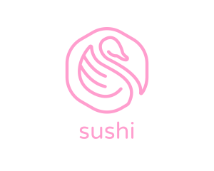 Minimalist Pink Swan logo design