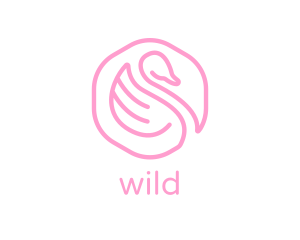 Minimalist Pink Swan logo design