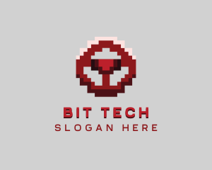 Driving Pixel Steering Wheel logo design