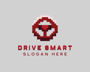 Driving Pixel Steering Wheel logo design