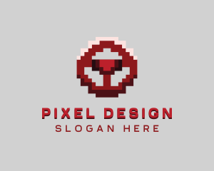 Driving Pixel Steering Wheel logo design