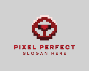 Driving Pixel Steering Wheel logo design