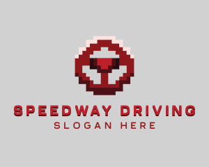 Driving - Driving Pixel Steering Wheel logo design