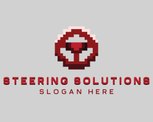 Driving Pixel Steering Wheel logo design