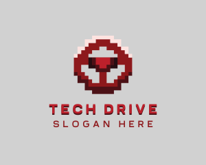 Driving Pixel Steering Wheel logo design