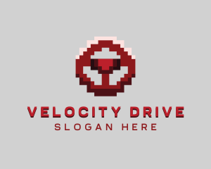 Drive - Driving Pixel Steering Wheel logo design