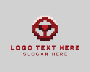 Game - Driving Pixel Steering Wheel logo design