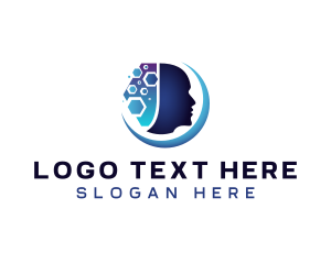 Artificial Inteligence - Technology Hexagon Head logo design