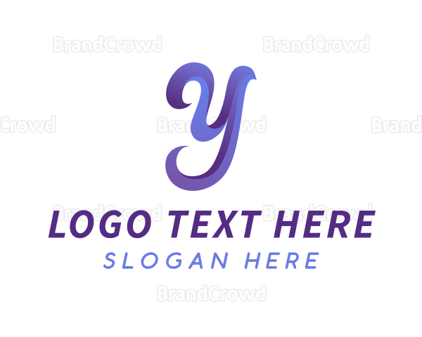 Gradient Script Letter Y Logo