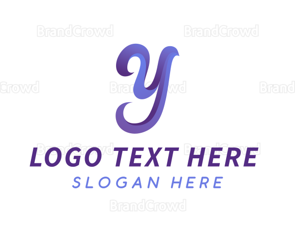 Gradient Script Letter Y Logo