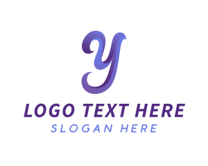 3d - Gradient Script Letter Y logo design