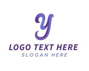 Gradient Script Letter Y Logo