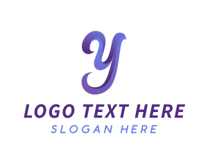 Gradient Script Letter Y Logo