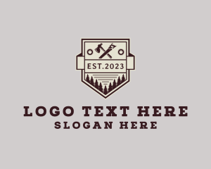 Hand Saw - Rustic Woodworking Tools logo design