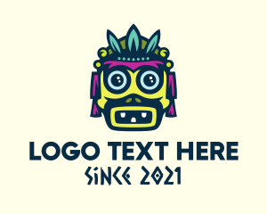 Ancient Civilization - Leaf Aztec Mask logo design