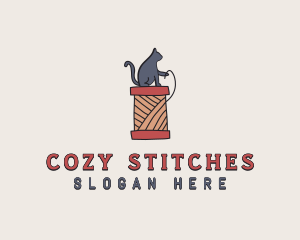 Knitter - Cat Thread Yarn logo design