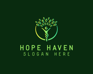 Green Tree - Human Tree Wellness logo design