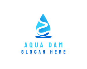 Dam - River Water Droplet logo design