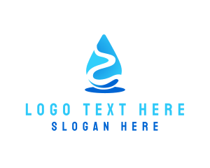 Flow - River Water Droplet logo design