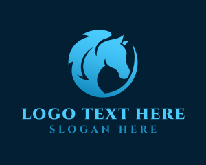 Equestrian - Gradient Blue Horse logo design