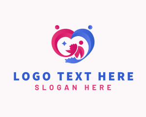 Family - Heart Family Parenting logo design