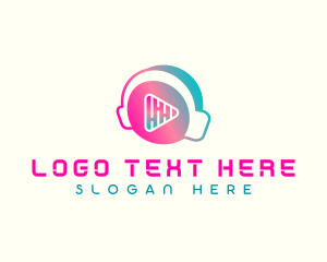 Headphone Play Button Logo