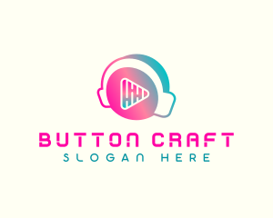 Button - Headphone Play Button logo design
