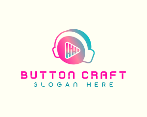 Headphone Play Button logo design