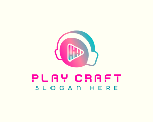 Headphone Play Button logo design