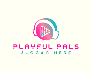 Headphone Play Button logo design