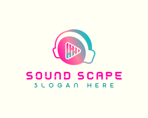 Audiovisual - Headphone Play Button logo design