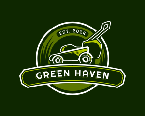 Lawn Mower Grass Landscaping logo design