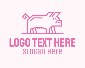 Butcher - Pink Pig Farm logo design