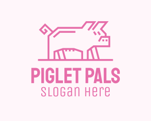 Piglet - Pink Pig Farm logo design