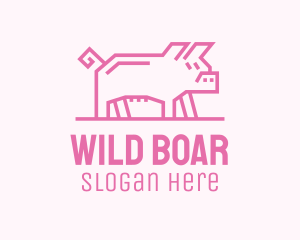 Boar - Pink Pig Farm logo design