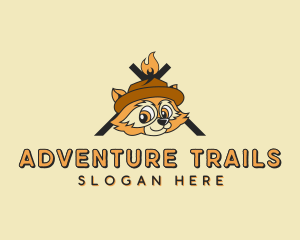 Raccoon Camping Adventure logo design